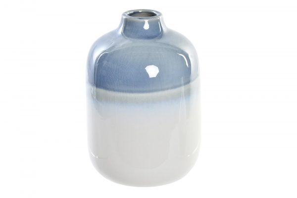 Jarrón de porcelana azul, es un producto bicolor que combina diferentes tonos de azul