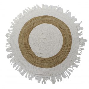 Las alfombras de yute redondas con decorado  son una opción natural y ecológica para decorar cualquier espacio de su hogar. El yute es una fibra vegetal resistente y duradera, con un aspecto rústico y natural.