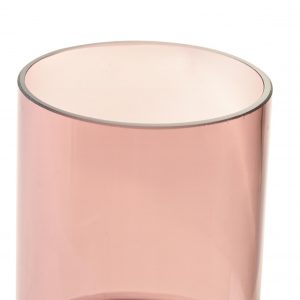 "Descubre elegancia sostenible con nuestro jarrón de cristal rosa, un toque de sofisticación que cuida el planeta. ¡Embellece tu hogar y el mundo!"