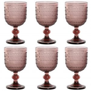 Descubre la elegancia en cada detalle con nuestras copas de cristal rosa con relieve. Añade un toque de sofisticación a tus momentos especiales.