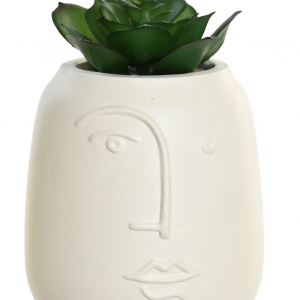 Maceteros de cerámica con caras esculpidas: arte y naturaleza en tu hogar. Ideales para plantas suculentas artificiales, sin preocupaciones de mantenimiento."